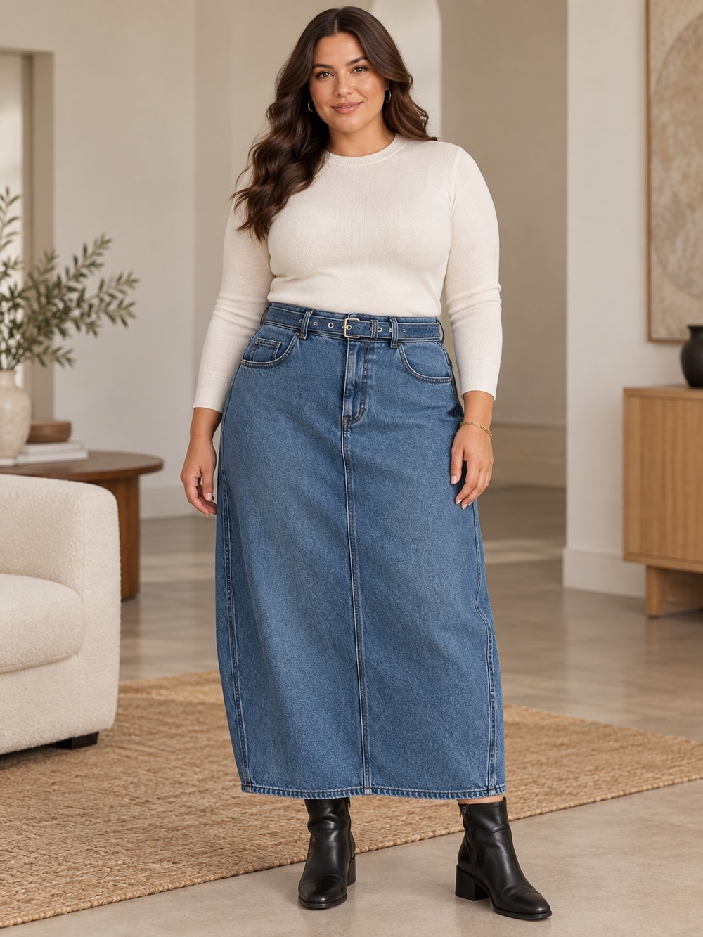 Pilcro Anthropologie Belted Denim Midi Skirt | Size 22W